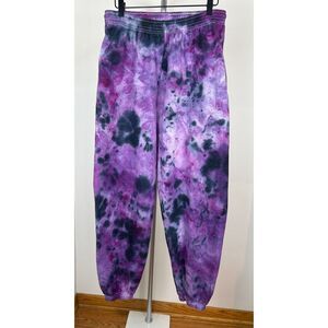 Vintage Tie Dye Purple Fruit of Loom Adult Large Sweatpants Sweats